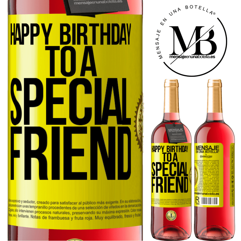 29,95 € Free Shipping | Rosé Wine ROSÉ Edition Happy birthday to a special friend Yellow Label. Customizable label Young wine Harvest 2021 Tempranillo