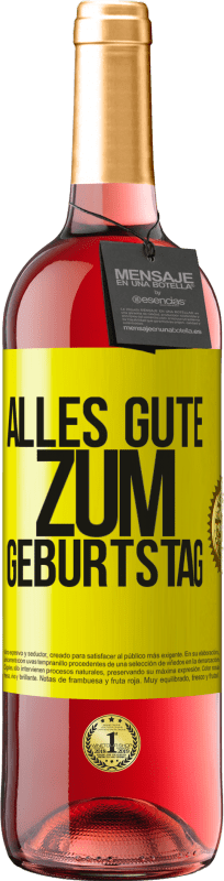 29,95 € | Roséwein ROSÉ Ausgabe Alles Gute zum Geburtstag Gelbes Etikett. Anpassbares Etikett Junger Wein Ernte 2024 Tempranillo