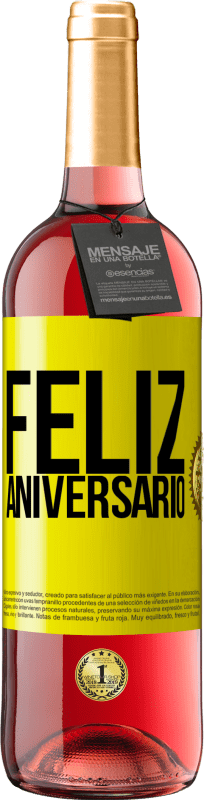 29,95 € | Vinho rosé Edição ROSÉ Feliz aniversario Etiqueta Amarela. Etiqueta personalizável Vinho jovem Colheita 2023 Tempranillo