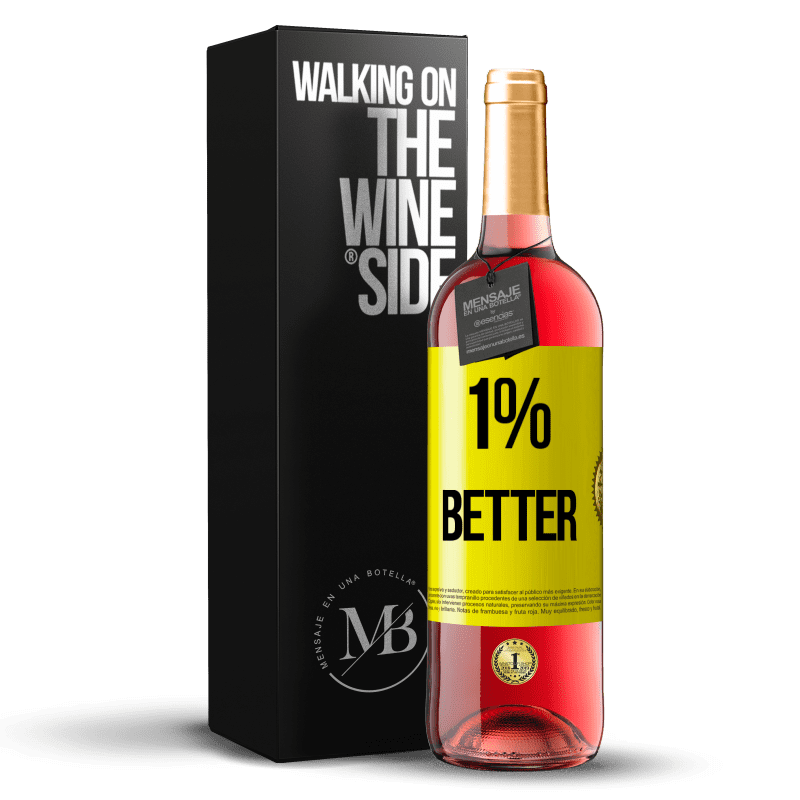 29,95 € 送料無料 | ロゼワイン ROSÉエディション 1% Better 黄色のラベル. カスタマイズ可能なラベル 若いワイン 収穫 2023 Tempranillo