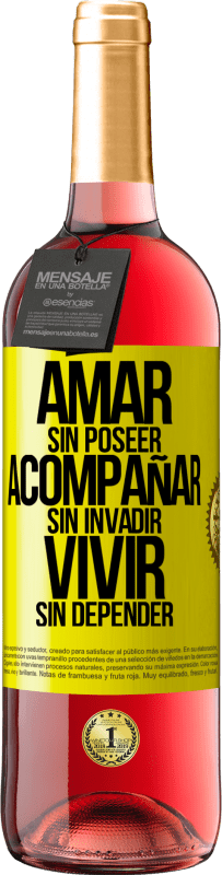 29,95 € Envío gratis | Vino Rosado Edición ROSÉ Amar sin poseer, acompañar sin invadir, vivir sin depender Etiqueta Amarilla. Etiqueta personalizable Vino joven Cosecha 2025 Tempranillo