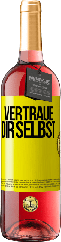 29,95 € | Roséwein ROSÉ Ausgabe Vertraue dir selbst Gelbes Etikett. Anpassbares Etikett Junger Wein Ernte 2023 Tempranillo