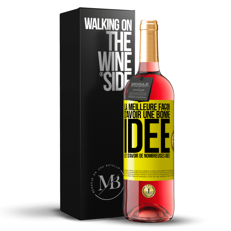 29,95 € Envoi gratuit | Vin rosé Édition ROSÉ La meilleure façon d'avoir une bonne idée est d'avoir de nombreuses idées Étiquette Jaune. Étiquette personnalisable Vin jeune Récolte 2025 Tempranillo