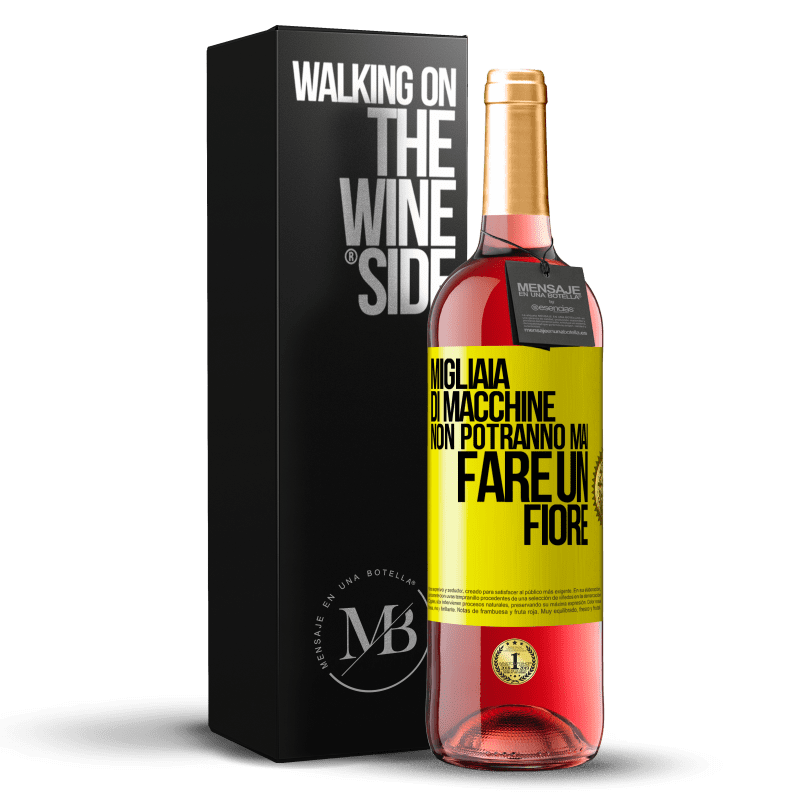 29,95 € Spedizione Gratuita | Vino rosato Edizione ROSÉ Migliaia di macchine non potranno mai fare un fiore Etichetta Gialla. Etichetta personalizzabile Vino giovane Raccogliere 2023 Tempranillo