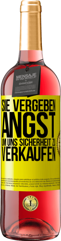29,95 € Kostenloser Versand | Roséwein ROSÉ Ausgabe Sie vergeben Angst, um uns Sicherheit zu verkaufen Gelbes Etikett. Anpassbares Etikett Junger Wein Ernte 2025 Tempranillo