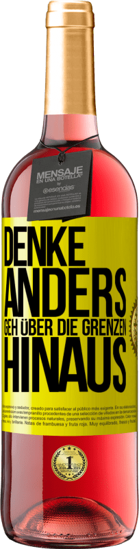 29,95 € | Roséwein ROSÉ Ausgabe Denke anders. Geh über die Grenzen hinaus Gelbes Etikett. Anpassbares Etikett Junger Wein Ernte 2024 Tempranillo