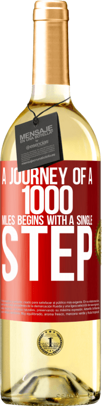 29,95 € 送料無料 | 白ワイン WHITEエディション 千マイルの旅は一歩から始まります 赤いタグ. カスタマイズ可能なラベル 若いワイン 収穫 2023 Verdejo
