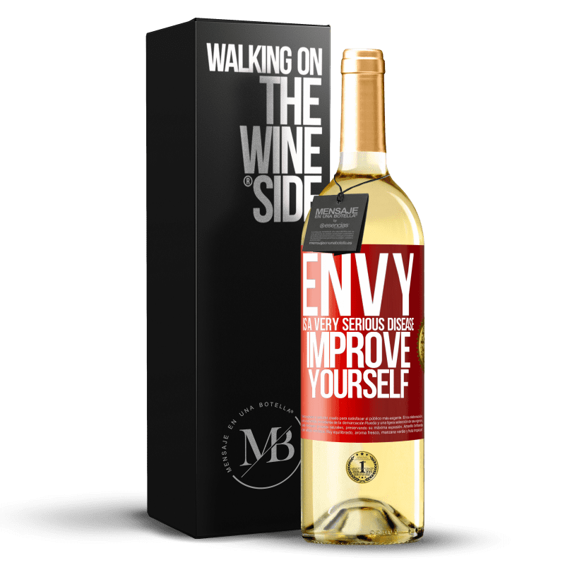 29,95 € Free Shipping | White Wine WHITE Edition Envy is a very serious disease, improve yourself Red Label. Customizable label Young wine Harvest 2024 Verdejo