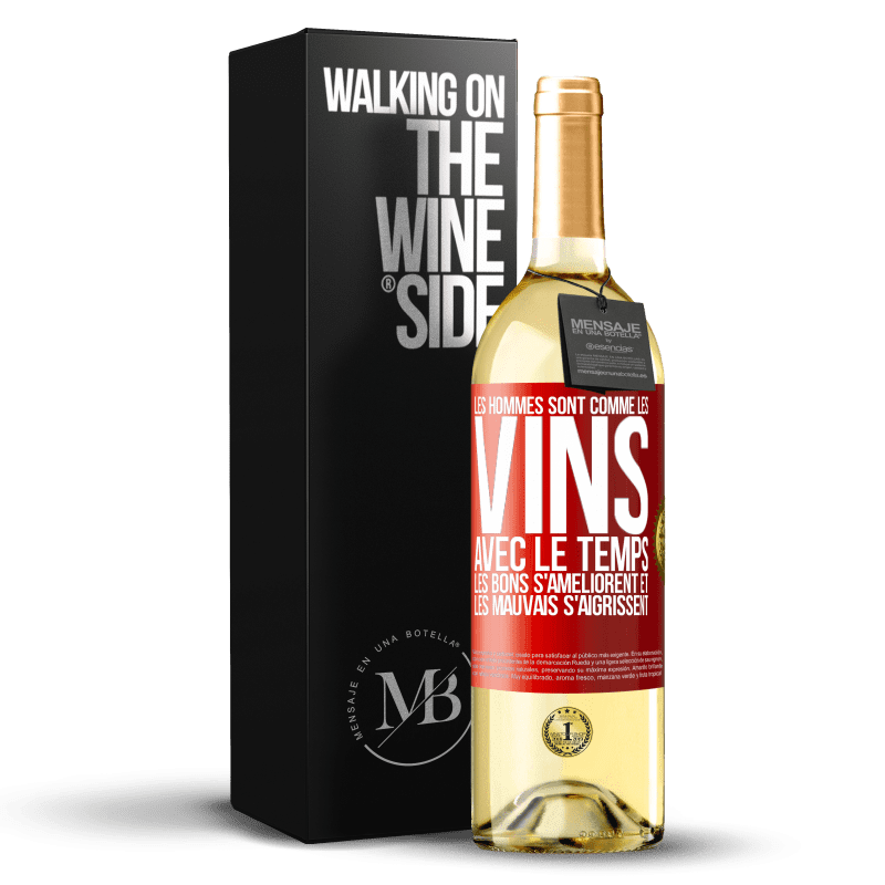 29,95 € Envoi gratuit | Vin blanc Édition WHITE Les hommes sont comme les vins : avec le temps, les bons s'améliorent et les mauvais s'aigrissent Étiquette Rouge. Étiquette personnalisable Vin jeune Récolte 2023 Verdejo