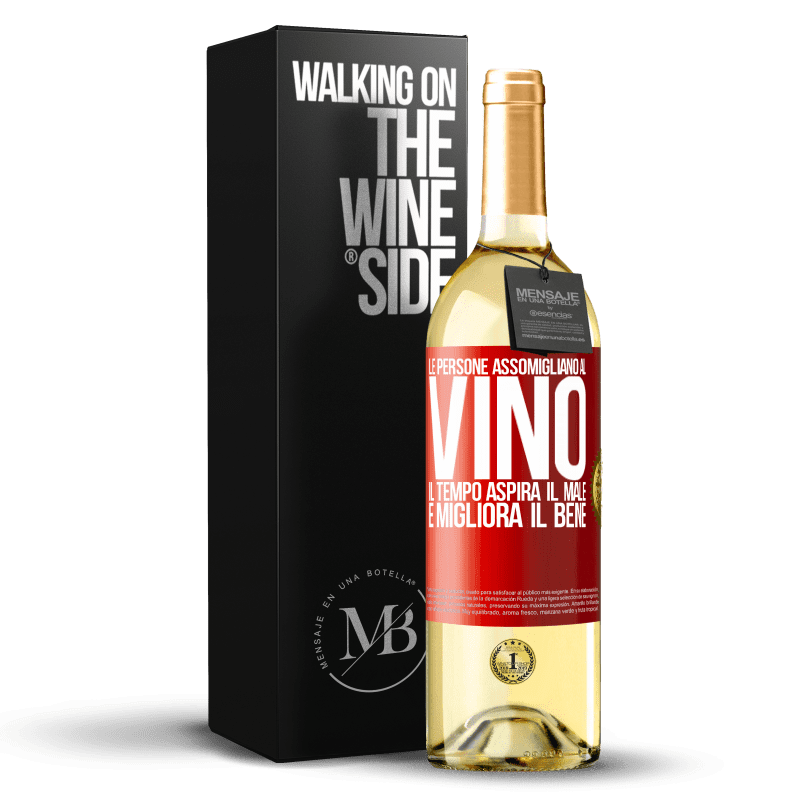 29,95 € Spedizione Gratuita | Vino bianco Edizione WHITE Le persone assomigliano al vino. Il tempo aspira il male e migliora il bene Etichetta Rossa. Etichetta personalizzabile Vino giovane Raccogliere 2025 Verdejo