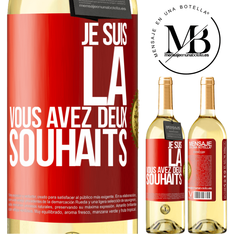 29,95 € Envoi gratuit | Vin blanc Édition WHITE Je suis là. Il ne te reste plus que deux voeux Étiquette Rouge. Étiquette personnalisable Vin jeune Récolte 2024 Verdejo