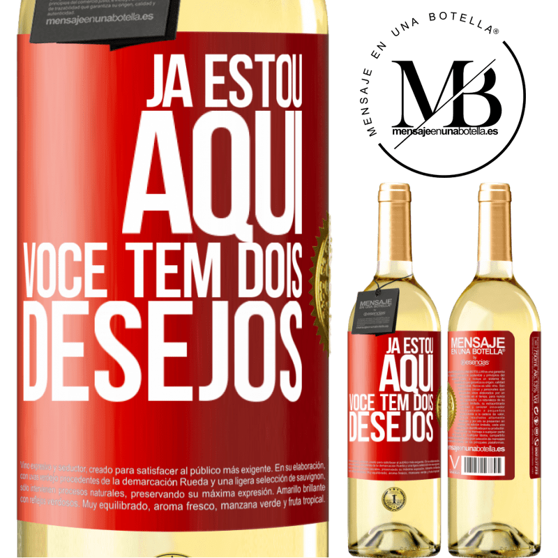 29,95 € Envio grátis | Vinho branco Edição WHITE Já estou aqui. Você tem dois desejos Etiqueta Vermelha. Etiqueta personalizável Vinho jovem Colheita 2024 Verdejo