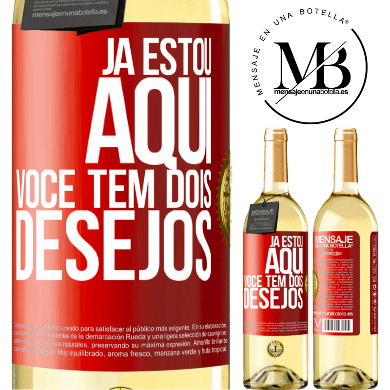 29,95 € Envio grátis | Vinho branco Edição WHITE Já estou aqui. Você tem dois desejos Etiqueta Vermelha. Etiqueta personalizável Vinho jovem Colheita 2025 Verdejo