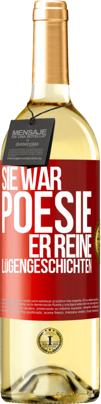 29,95 € | Weißwein WHITE Ausgabe Sie war Poesie, er reine Lügengeschichten Rote Markierung. Anpassbares Etikett Junger Wein Ernte 2024 Verdejo