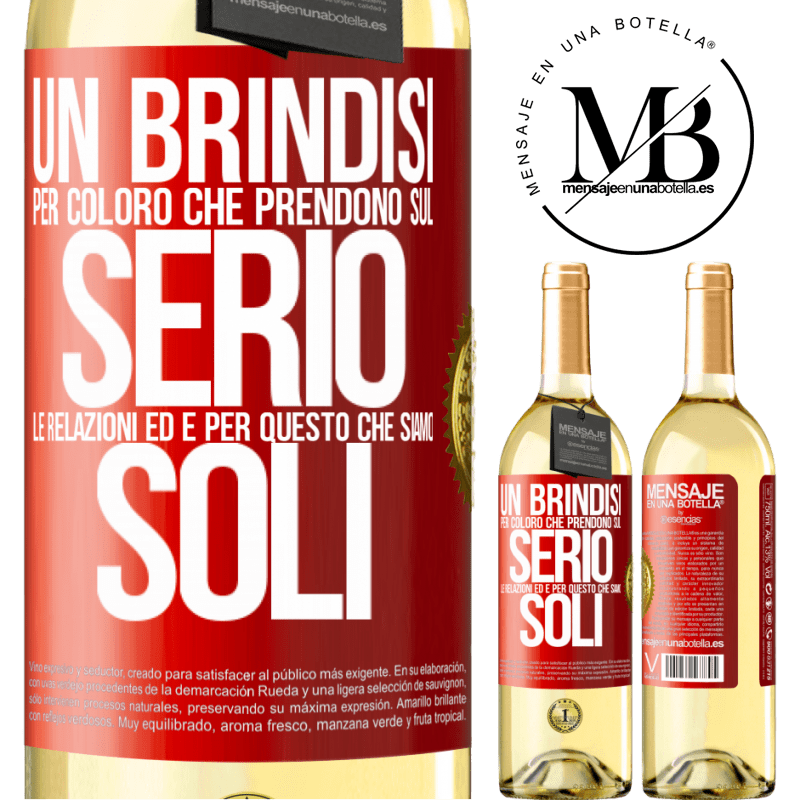 29,95 € Spedizione Gratuita | Vino bianco Edizione WHITE Un brindisi per coloro che prendono sul serio le relazioni ed è per questo che siamo soli Etichetta Rossa. Etichetta personalizzabile Vino giovane Raccogliere 2023 Verdejo