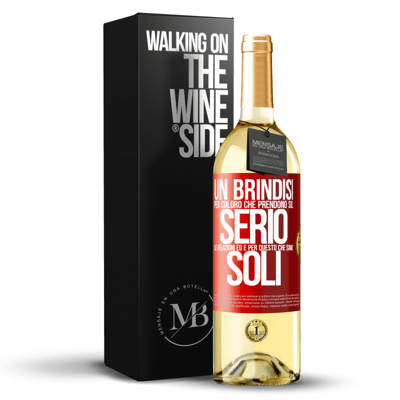 29,95 € Spedizione Gratuita | Vino bianco Edizione WHITE Un brindisi per coloro che prendono sul serio le relazioni ed è per questo che siamo soli Etichetta Rossa. Etichetta personalizzabile Vino giovane Raccogliere 2024 Verdejo