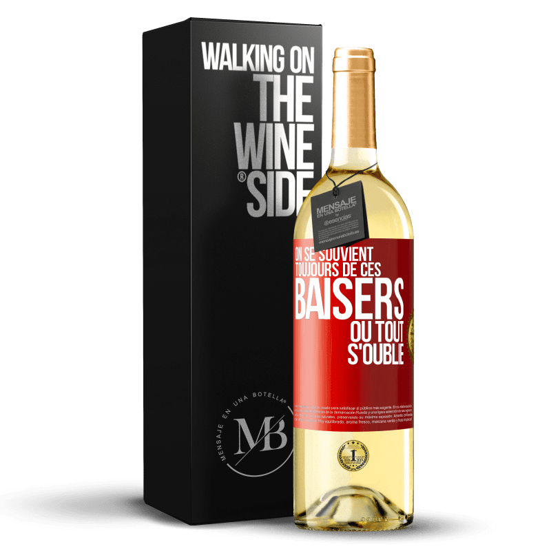 29,95 € Envoi gratuit | Vin blanc Édition WHITE On se souvient toujours de ces baisers où tout s'oublie Étiquette Rouge. Étiquette personnalisable Vin jeune Récolte 2024 Verdejo