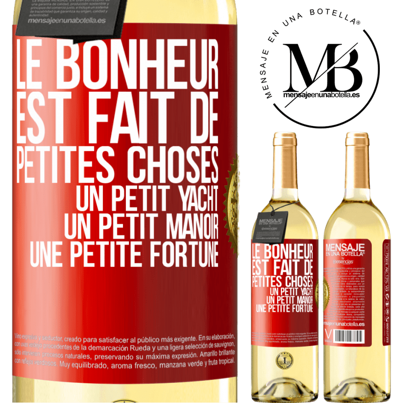 29,95 € Envoi gratuit | Vin blanc Édition WHITE Le bonheur est fait de petites choses: un petit yacht, un petit manoir, une petite fortune Étiquette Rouge. Étiquette personnalisable Vin jeune Récolte 2023 Verdejo