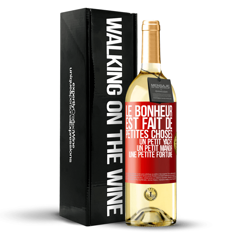 29,95 € Envoi gratuit | Vin blanc Édition WHITE Le bonheur est fait de petites choses: un petit yacht, un petit manoir, une petite fortune Étiquette Rouge. Étiquette personnalisable Vin jeune Récolte 2025 Verdejo