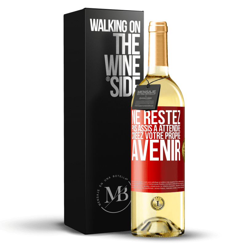 29,95 € Envoi gratuit | Vin blanc Édition WHITE Ne restez pas assis à attendre, créez votre propre avenir Étiquette Rouge. Étiquette personnalisable Vin jeune Récolte 2024 Verdejo