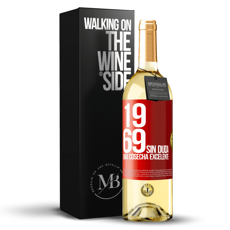 29,95 € Envío gratis | Vino Blanco Edición WHITE 1969. Sin duda, una cosecha excelente Etiqueta Roja. Etiqueta personalizable Vino joven Cosecha 2024 Verdejo