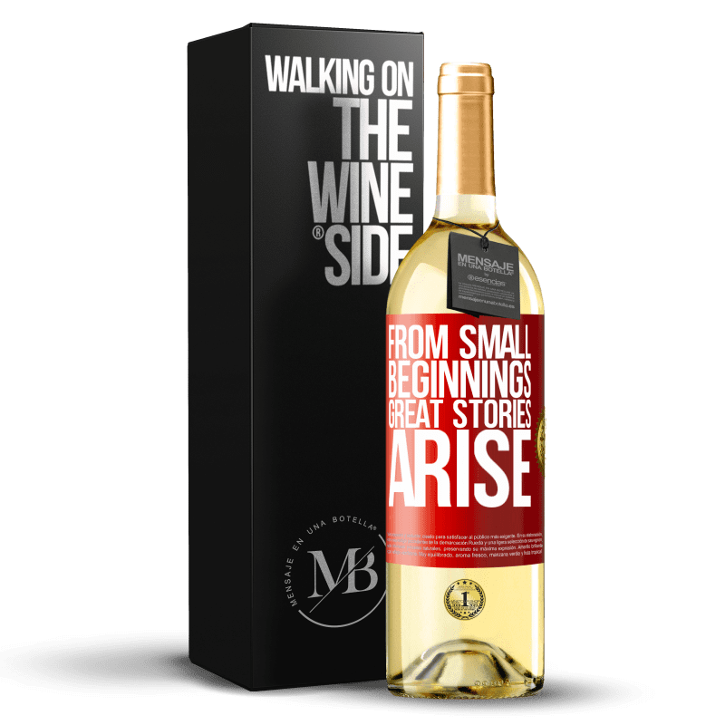29,95 € 送料無料 | 白ワイン WHITEエディション 小さな始まりから素晴らしい物語が生まれる 赤いタグ. カスタマイズ可能なラベル 若いワイン 収穫 2023 Verdejo