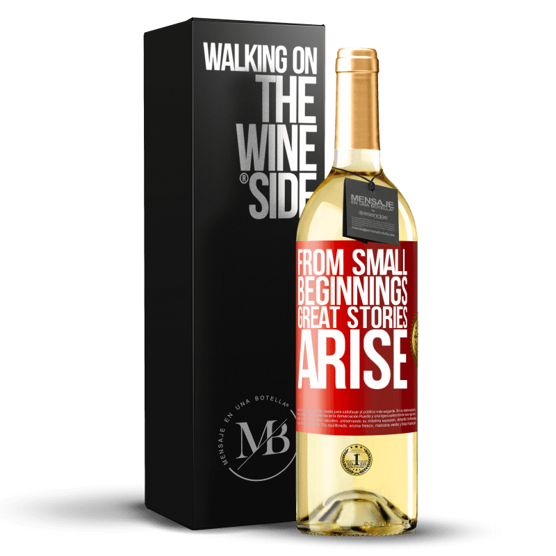 29,95 € Free Shipping | White Wine WHITE Edition From small beginnings great stories arise Red Label. Customizable label Young wine Harvest 2025 Verdejo