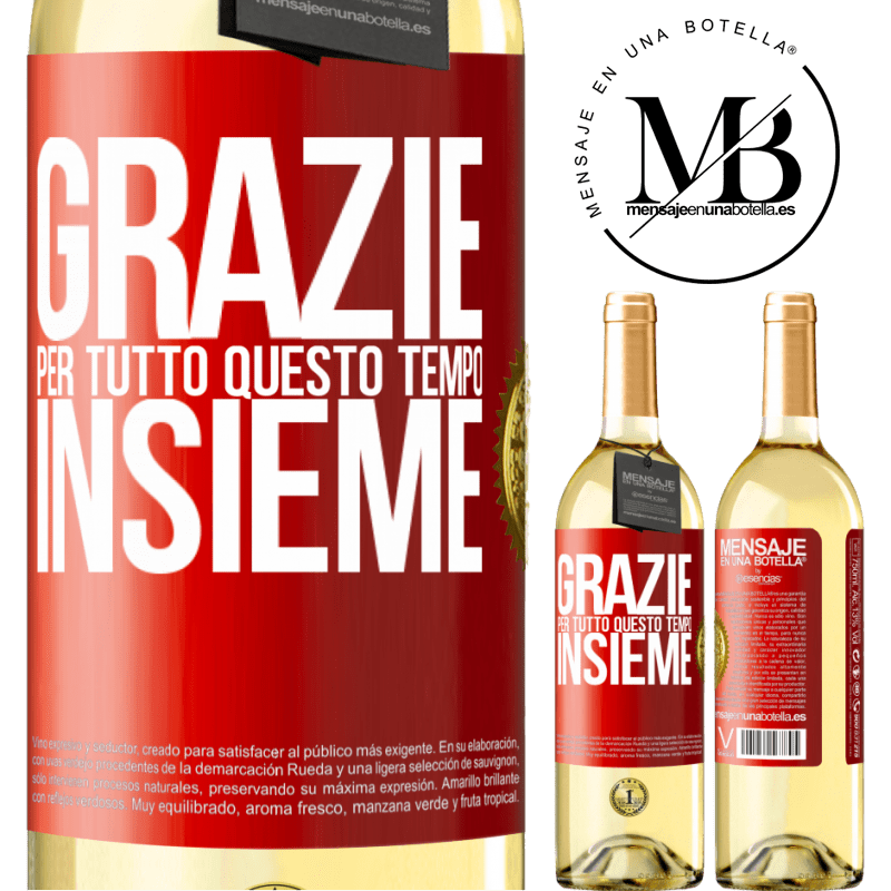 29,95 € Spedizione Gratuita | Vino bianco Edizione WHITE Grazie per tutto questo tempo insieme Etichetta Rossa. Etichetta personalizzabile Vino giovane Raccogliere 2025 Verdejo