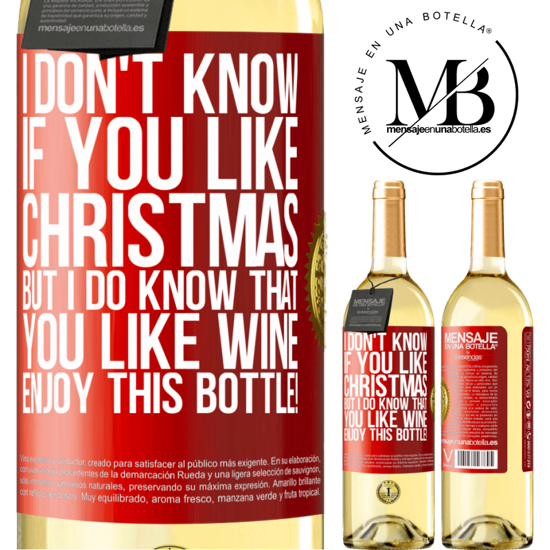 29,95 € Free Shipping | White Wine WHITE Edition I don't know if you like Christmas, but I do know that you like wine. Enjoy this bottle! Red Label. Customizable label Young wine Harvest 2023 Verdejo