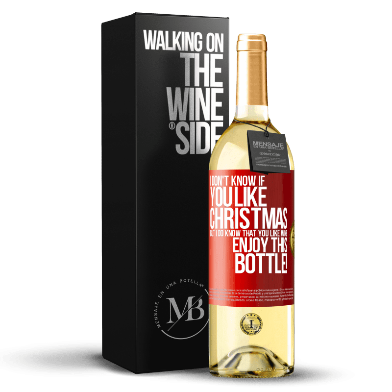 29,95 € Free Shipping | White Wine WHITE Edition I don't know if you like Christmas, but I do know that you like wine. Enjoy this bottle! Red Label. Customizable label Young wine Harvest 2023 Verdejo