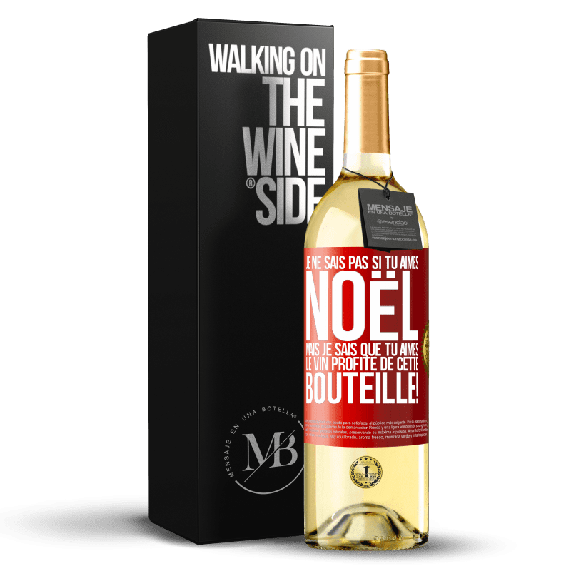 29,95 € Envoi gratuit | Vin blanc Édition WHITE Je ne sais pas si tu aimes Noël mais je sais que tu aimes le vin. Profite de cette bouteille! Étiquette Rouge. Étiquette personnalisable Vin jeune Récolte 2024 Verdejo