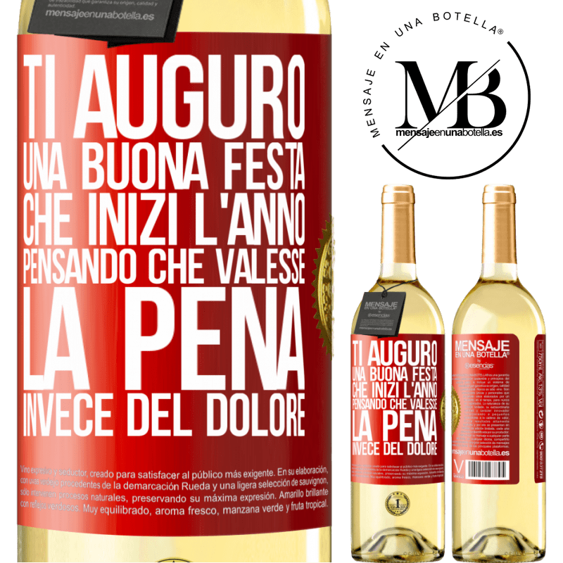 29,95 € Spedizione Gratuita | Vino bianco Edizione WHITE Ti auguro una buona festa, che inizi l'anno pensando che valesse la pena invece del dolore Etichetta Rossa. Etichetta personalizzabile Vino giovane Raccogliere 2023 Verdejo