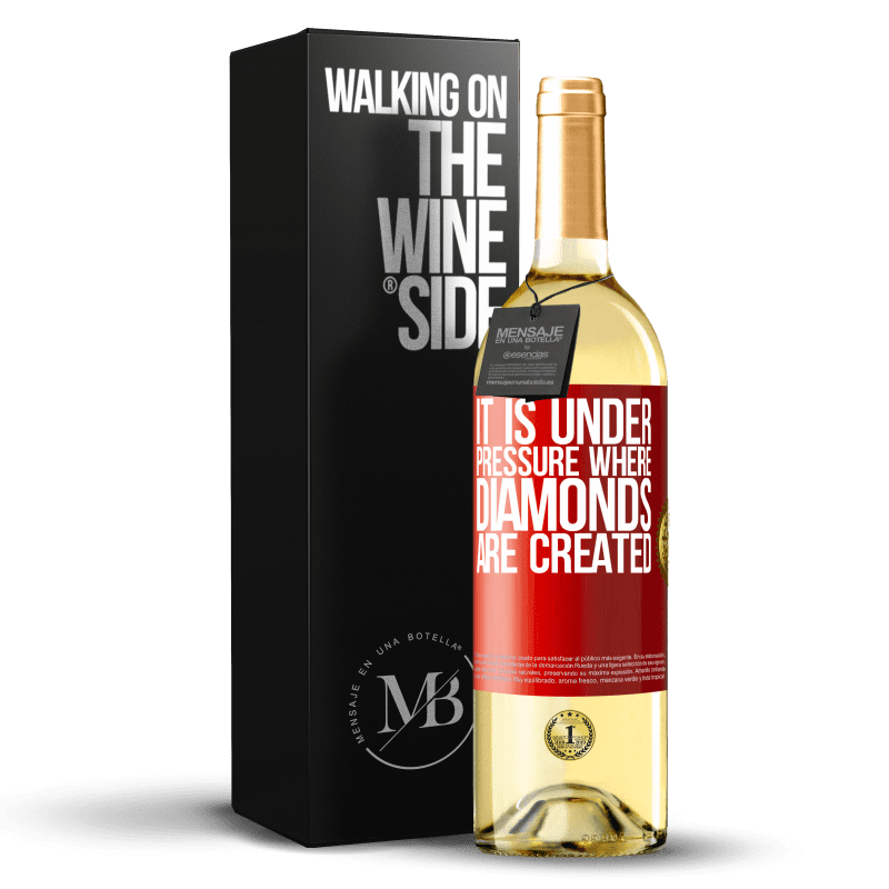 29,95 € 送料無料 | 白ワイン WHITEエディション ダイアモンドが作成されるのはプレッシャーです 赤いタグ. カスタマイズ可能なラベル 若いワイン 収穫 2023 Verdejo
