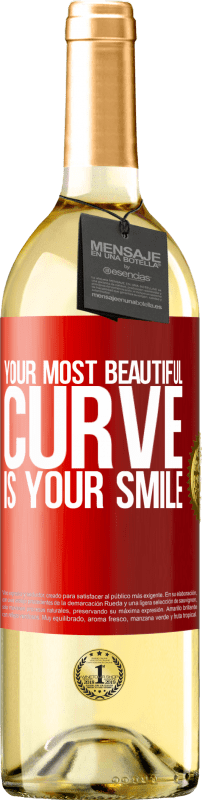29,95 € Бесплатная доставка | Белое вино Издание WHITE Твоя самая красивая кривая - твоя улыбка Красная метка. Настраиваемая этикетка Молодое вино Урожай 2023 Verdejo