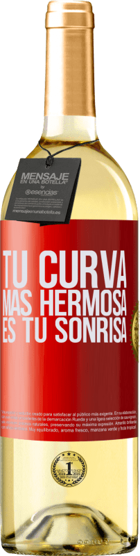 29,95 € Envío gratis | Vino Blanco Edición WHITE Tu curva más hermosa es tu sonrisa Etiqueta Roja. Etiqueta personalizable Vino joven Cosecha 2023 Verdejo