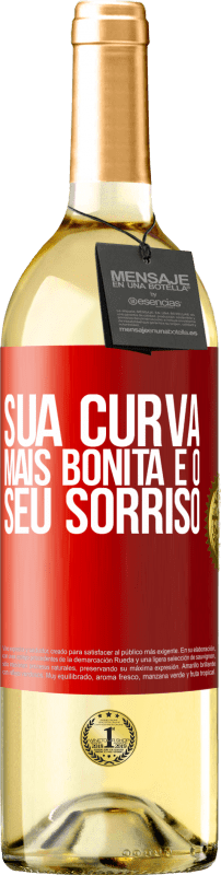 29,95 € Envio grátis | Vinho branco Edição WHITE Sua curva mais bonita é o seu sorriso Etiqueta Vermelha. Etiqueta personalizável Vinho jovem Colheita 2024 Verdejo