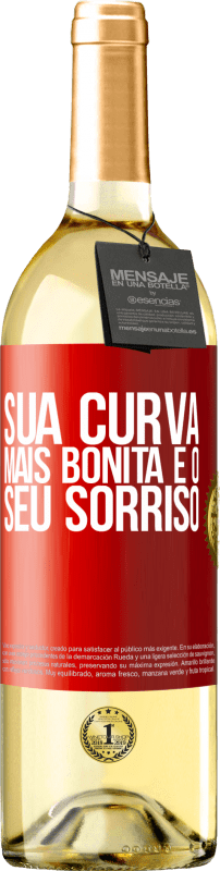 29,95 € Envio grátis | Vinho branco Edição WHITE Sua curva mais bonita é o seu sorriso Etiqueta Vermelha. Etiqueta personalizável Vinho jovem Colheita 2025 Verdejo