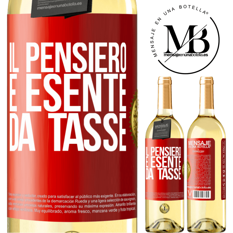 29,95 € Spedizione Gratuita | Vino bianco Edizione WHITE Il pensiero è esente da tasse Etichetta Rossa. Etichetta personalizzabile Vino giovane Raccogliere 2023 Verdejo