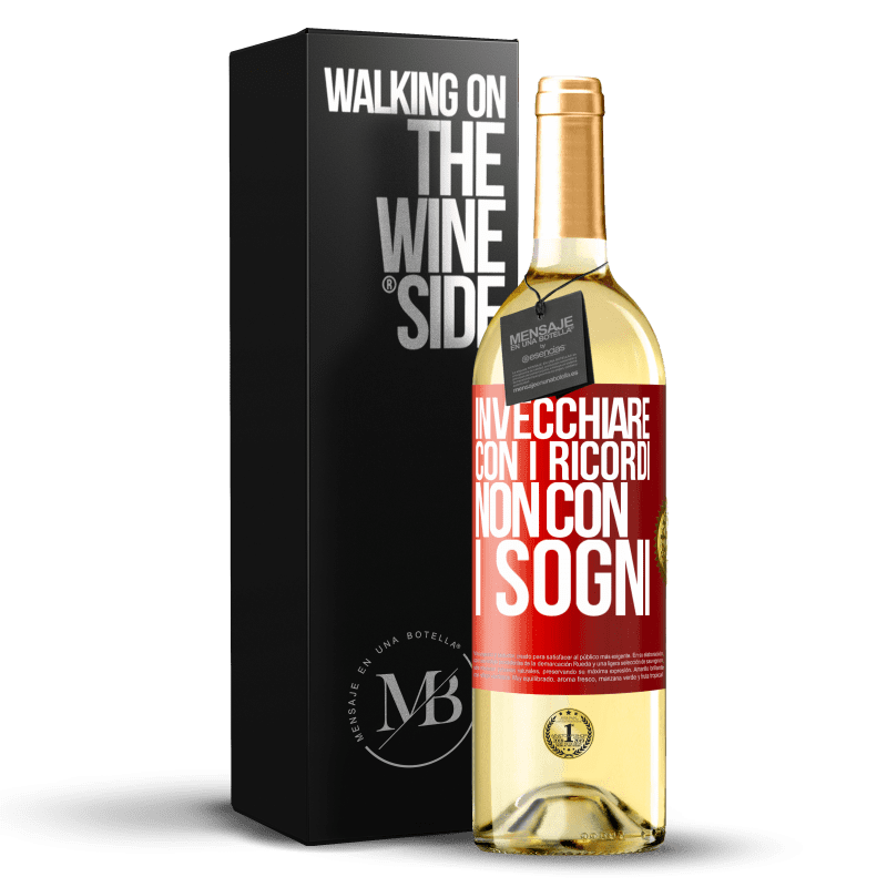 29,95 € Spedizione Gratuita | Vino bianco Edizione WHITE Invecchiare con i ricordi, non con i sogni Etichetta Rossa. Etichetta personalizzabile Vino giovane Raccogliere 2024 Verdejo