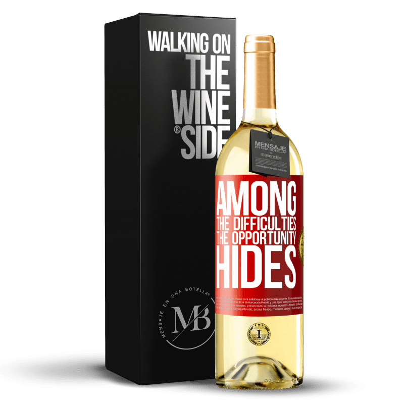 29,95 € Free Shipping | White Wine WHITE Edition Among the difficulties the opportunity hides Red Label. Customizable label Young wine Harvest 2024 Verdejo