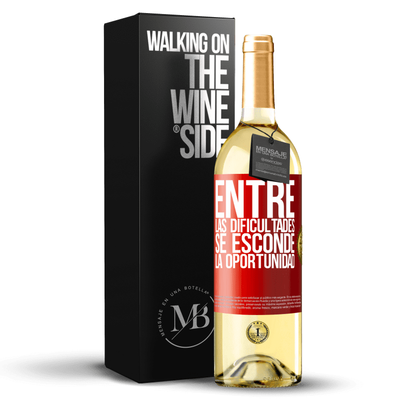 29,95 € Envío gratis | Vino Blanco Edición WHITE Entre las dificultades se esconde la oportunidad Etiqueta Roja. Etiqueta personalizable Vino joven Cosecha 2024 Verdejo