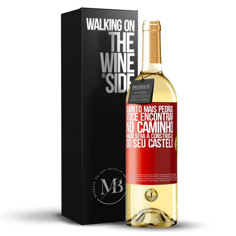 29,95 € Envio grátis | Vinho branco Edição WHITE Quanto mais pedras você encontrar no caminho, maior será a construção do seu castelo Etiqueta Vermelha. Etiqueta personalizável Vinho jovem Colheita 2024 Verdejo