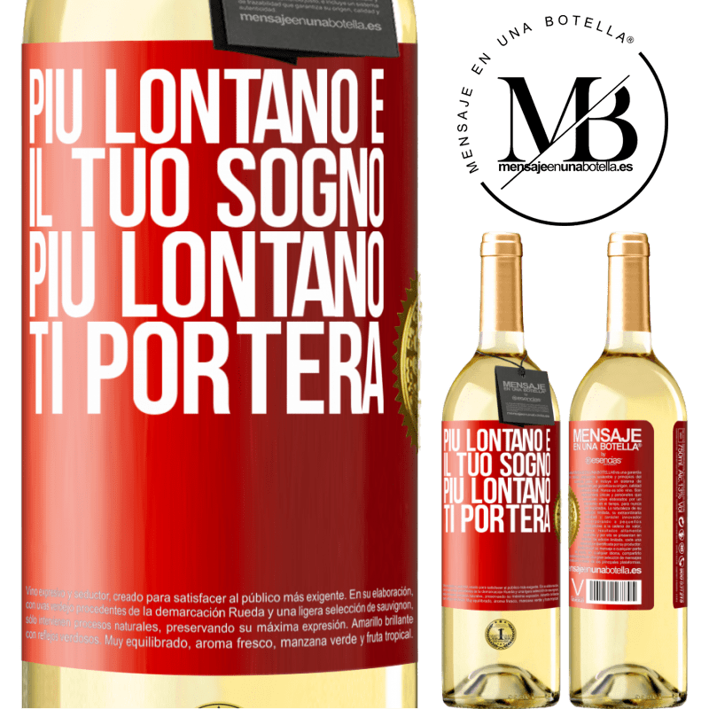 29,95 € Spedizione Gratuita | Vino bianco Edizione WHITE Più lontano è il tuo sogno, più lontano ti porterà Etichetta Rossa. Etichetta personalizzabile Vino giovane Raccogliere 2024 Verdejo