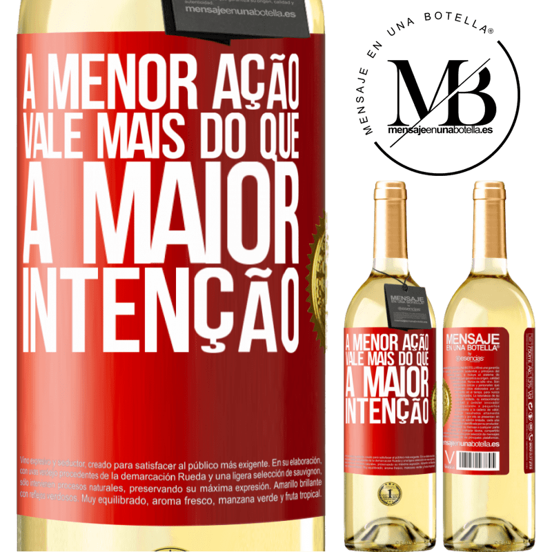 29,95 € Envio grátis | Vinho branco Edição WHITE A menor ação vale mais do que a maior intenção Etiqueta Vermelha. Etiqueta personalizável Vinho jovem Colheita 2024 Verdejo