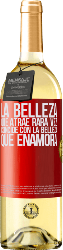 29,95 € | Vino Blanco Edición WHITE La belleza que atrae rara vez coincide con la belleza que enamora Etiqueta Roja. Etiqueta personalizable Vino joven Cosecha 2024 Verdejo