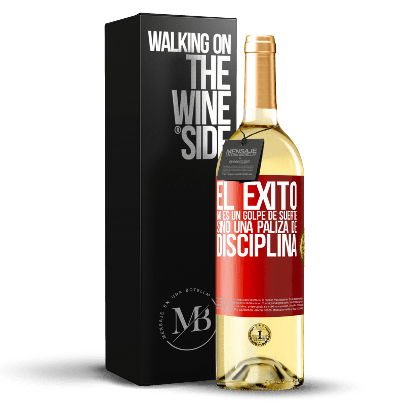 29,95 € Envío gratis | Vino Blanco Edición WHITE El éxito no es un golpe de suerte, sino una paliza de disciplina Etiqueta Roja. Etiqueta personalizable Vino joven Cosecha 2024 Verdejo