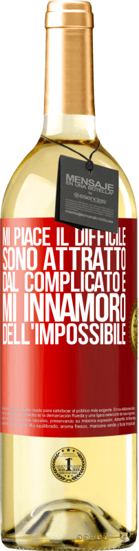 29,95 € | Vino bianco Edizione WHITE Mi piace il difficile, sono attratto dal complicato e mi innamoro dell'impossibile Etichetta Rossa. Etichetta personalizzabile Vino giovane Raccogliere 2024 Verdejo