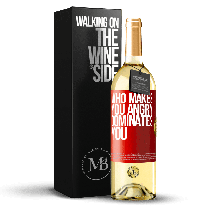29,95 € Free Shipping | White Wine WHITE Edition Who makes you angry dominates you Red Label. Customizable label Young wine Harvest 2025 Verdejo
