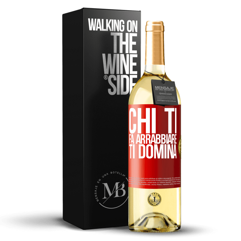 29,95 € Spedizione Gratuita | Vino bianco Edizione WHITE Chi ti fa arrabbiare ti domina Etichetta Rossa. Etichetta personalizzabile Vino giovane Raccogliere 2024 Verdejo