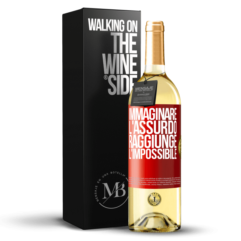 29,95 € Spedizione Gratuita | Vino bianco Edizione WHITE Immaginare l'assurdo raggiunge l'impossibile Etichetta Rossa. Etichetta personalizzabile Vino giovane Raccogliere 2025 Verdejo
